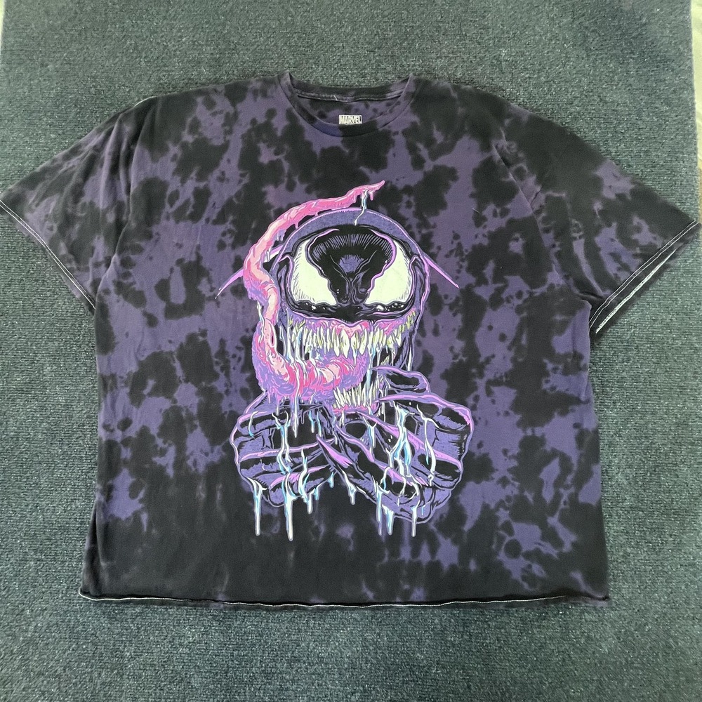 Marvel Venom Shirt Mens 2XL Black Purple Tie Dye Graphic Mad Engine Comic Tee
